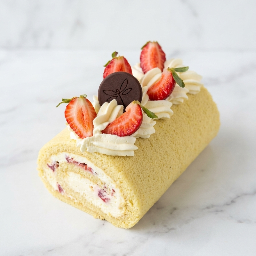 Strawberry-Vanilla Cake Roll